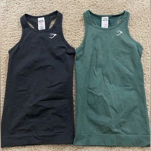 Gymshark XS Black and Green Racer Back Tank Top